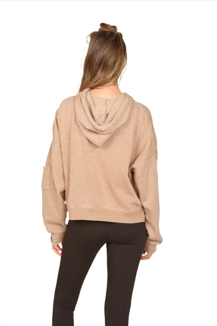 Vintage Havana Burnout Side Slit Hoodie VH9901 - Macaroon - Back View