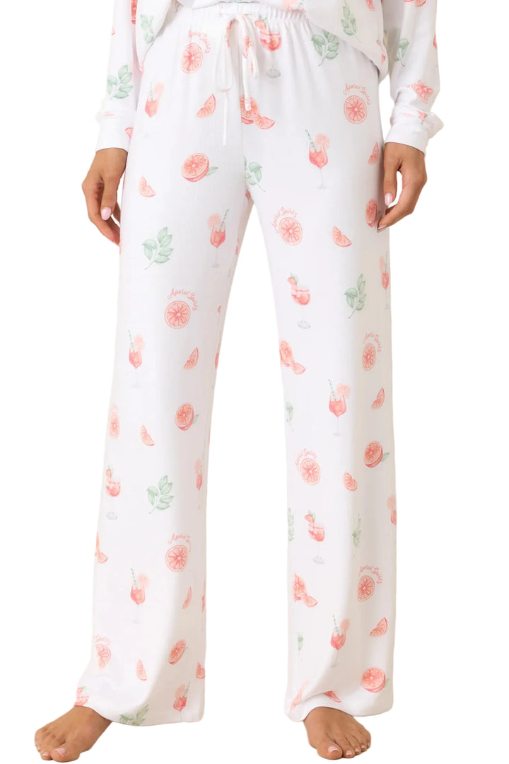 Floral patterned pajama set on a plain background