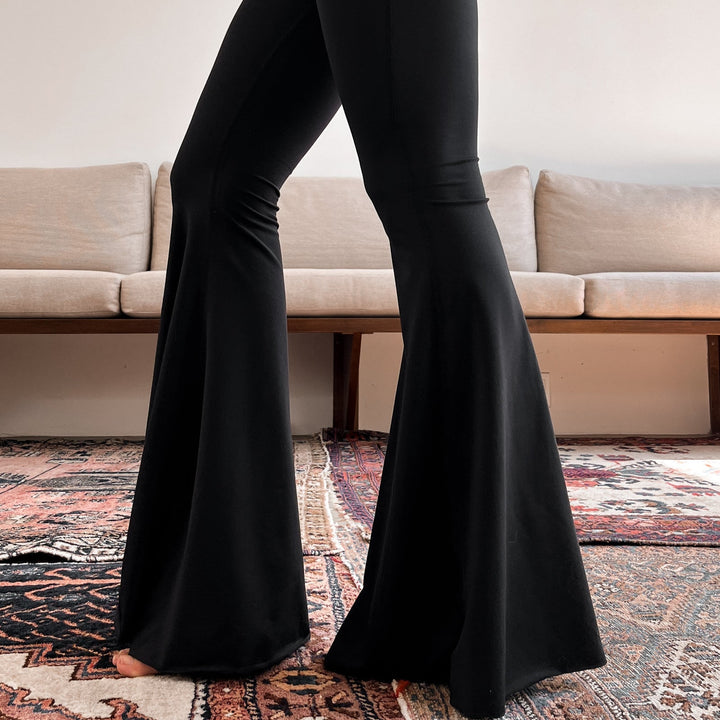 Solid Black Crop Bell Bottom ♡