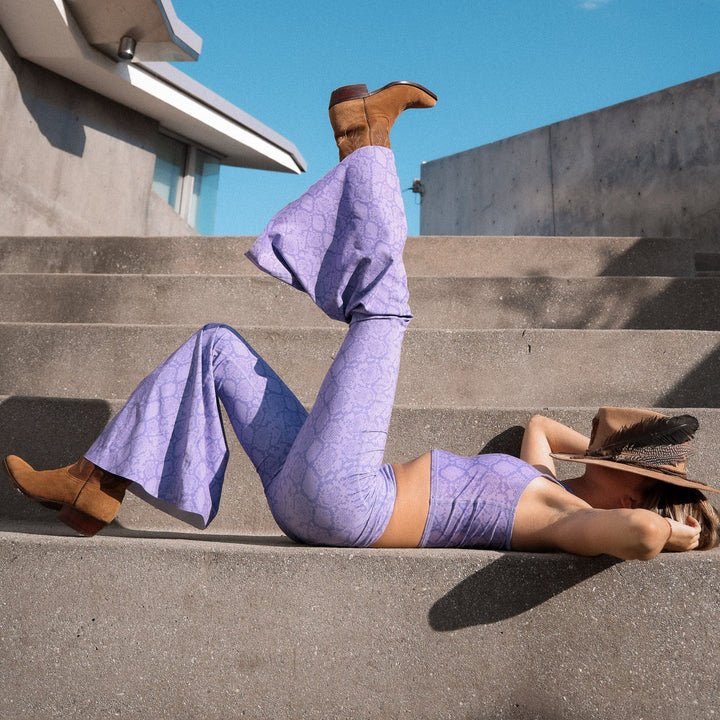 Lilac Snake Crop Bell Bottom ♡ *Final Sale