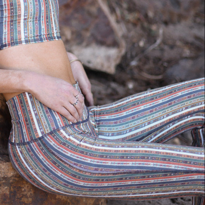 Ribbon Stripe Long Bell Bottom ♡