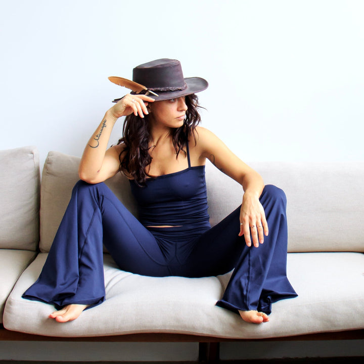 Solid Navy Crop Bell Bottom ♡