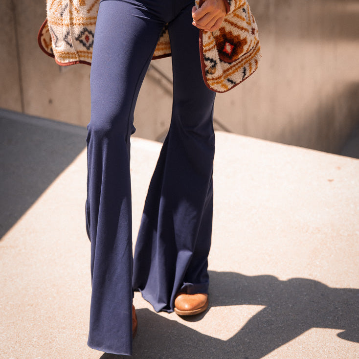 Solid Navy Long Bell Bottom ♡