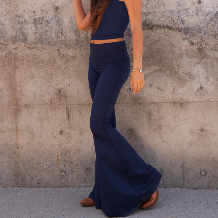 Solid Navy Long Bell Bottom ♡