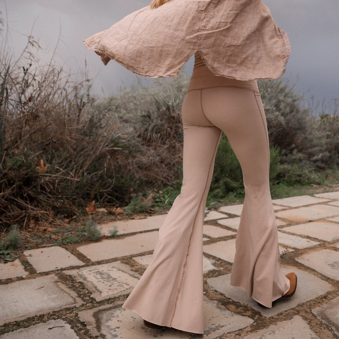 Solid Tan Crop Bell Bottom ♡