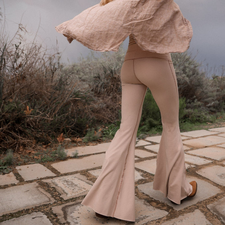 Solid Tan Crop Bell Bottom ♡