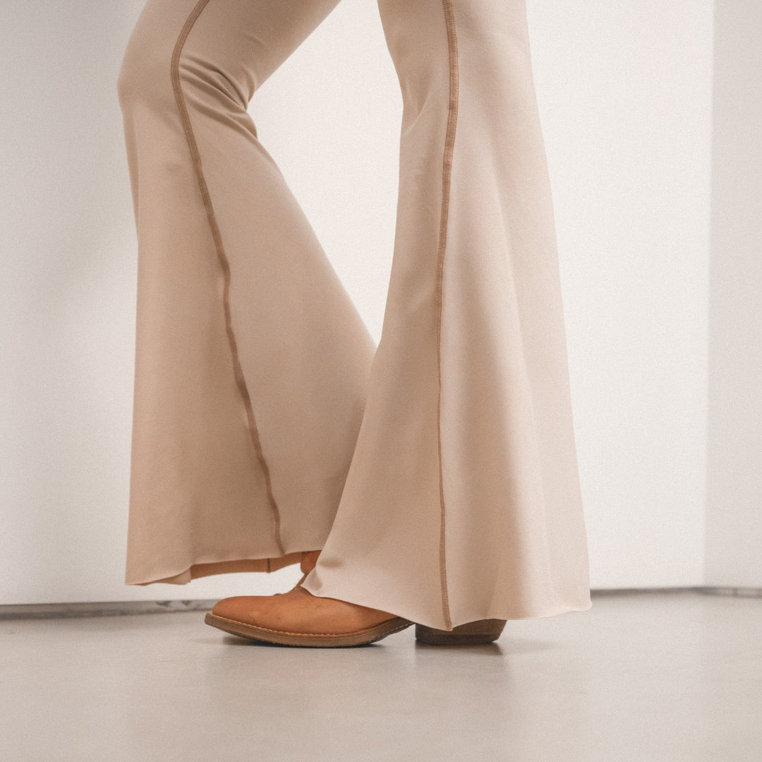 Solid Tan Crop Bell Bottom ♡