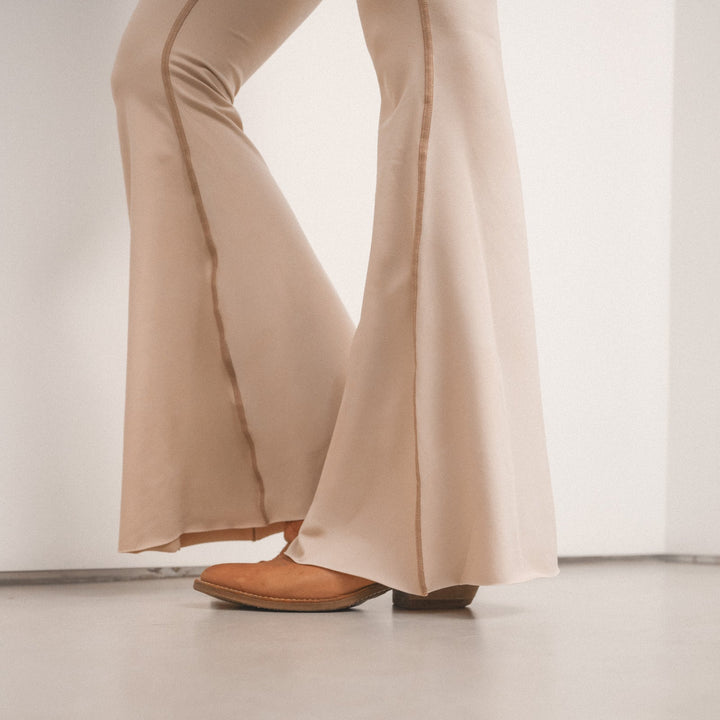 Solid Tan Crop Bell Bottom ♡