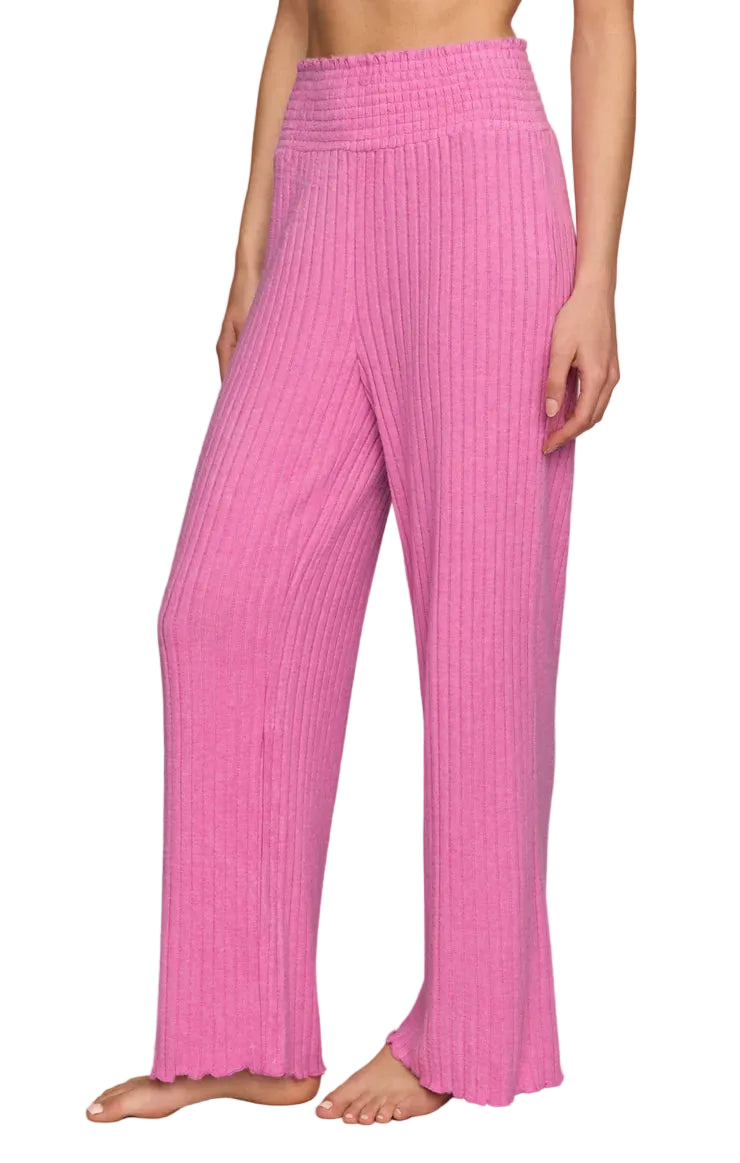 Z Supply Dawn Smocked Ribbed Pants Violet Crush