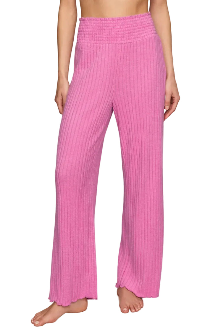 Z Supply Dawn Smocked Ribbed Pants Violet Crush