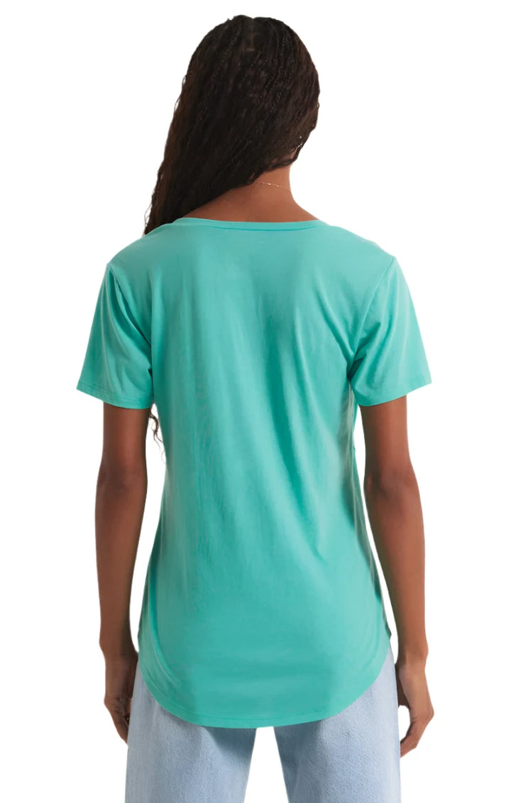 Z Supply V Neck Pocket Tee - Cabana Green - Back View