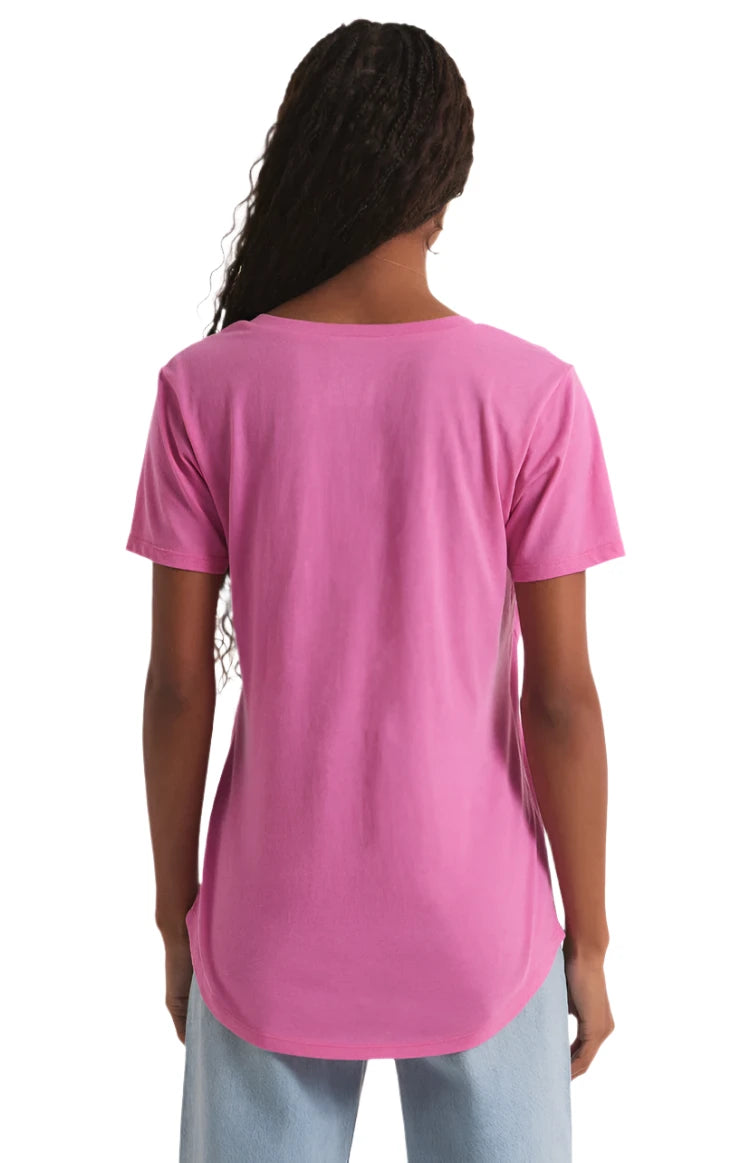 Z Supply V Neck Pocket Tee - Heartbreaker Pink - Back View