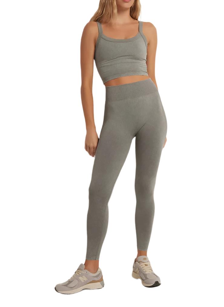 Z Supply WASH OUT SEAMLESS 7/8 LEGGING - Olive Green - Front View