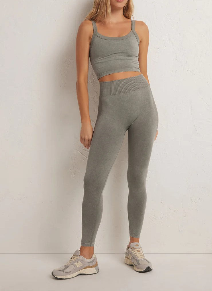Z Supply WASH OUT SEAMLESS 7/8 LEGGING Olive