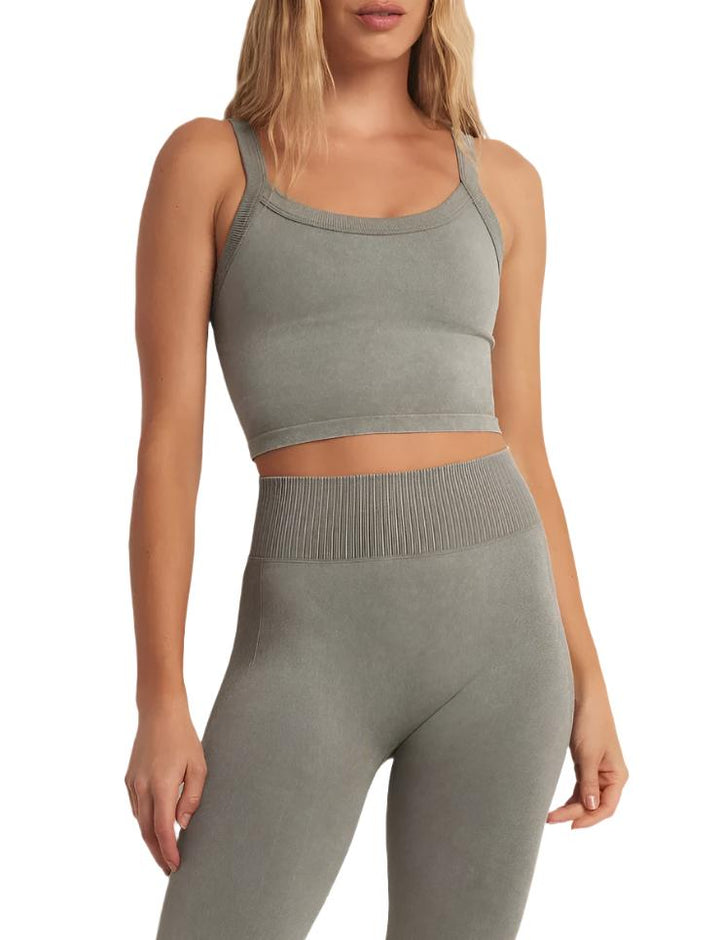 Z Supply GOOD DAY SEAMLESS TANK BRA - Olive Green - Front View