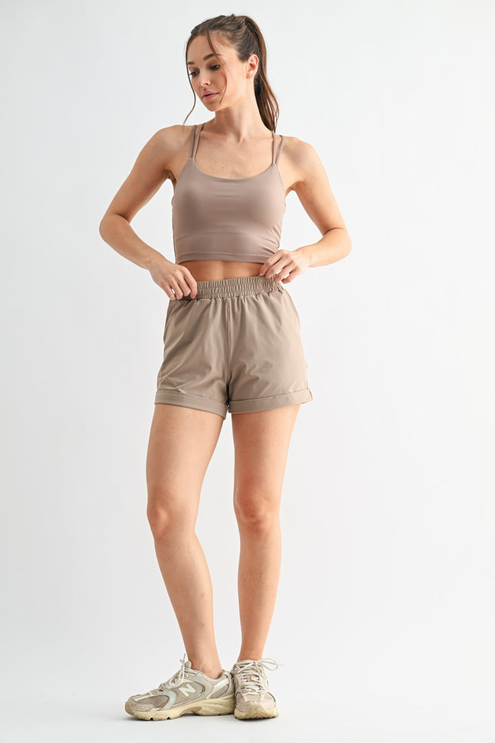 Mono B High Waist Cuffed Casual Shorts AP-A1230