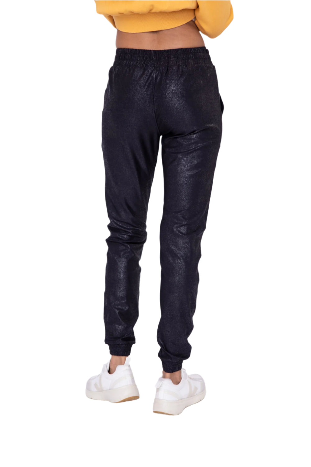 Mono B Foil Printed High -Waist Jogger - Black - Back View