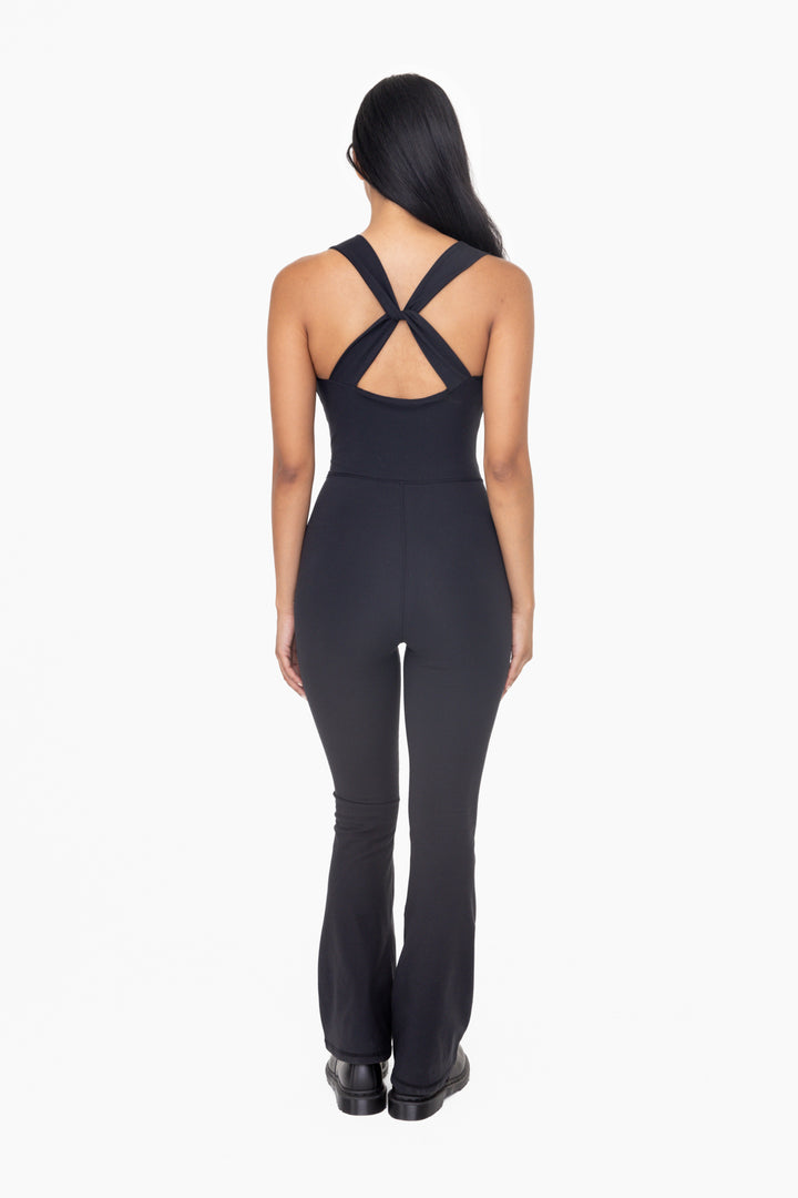 Mono B Open Criss Cross Back Full Length Flaired Unitard AP6422