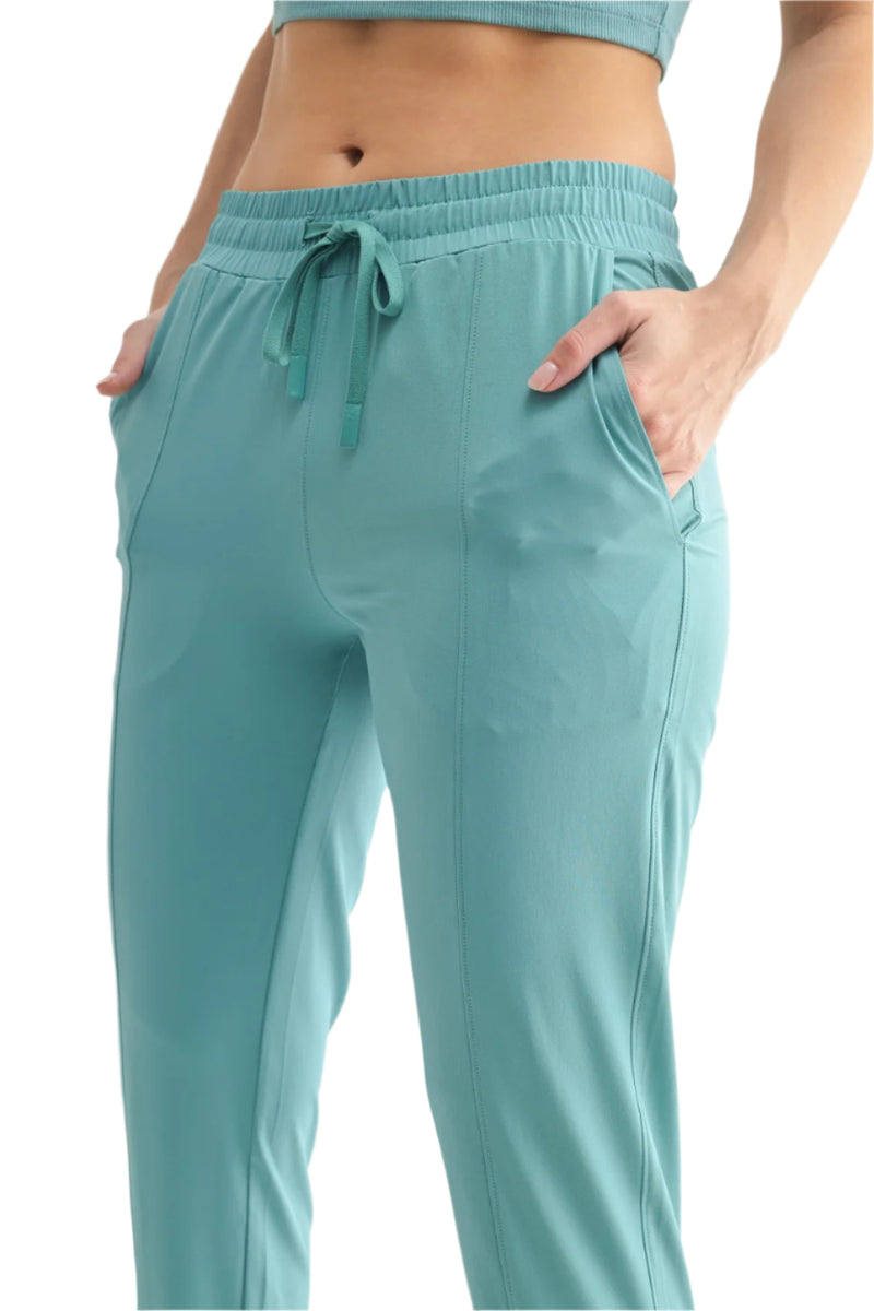 Mono B Essential Athleisure Joggers - Grey Teal - Side View