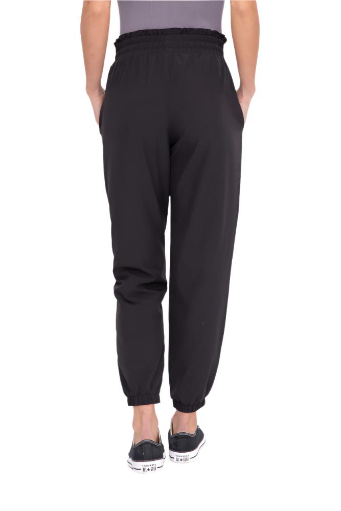 Mono B Cuffed Essential High Waist Joggers - Black - Back View