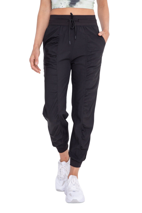 Mono B Rouched Front Active Joggers AP7185 - Black - Front View