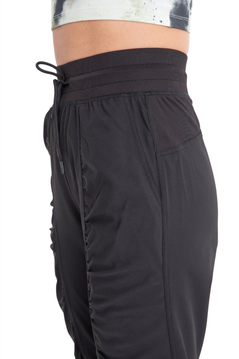 Mono B Rouched Front Active Joggers AP7185 - Black - Rear View