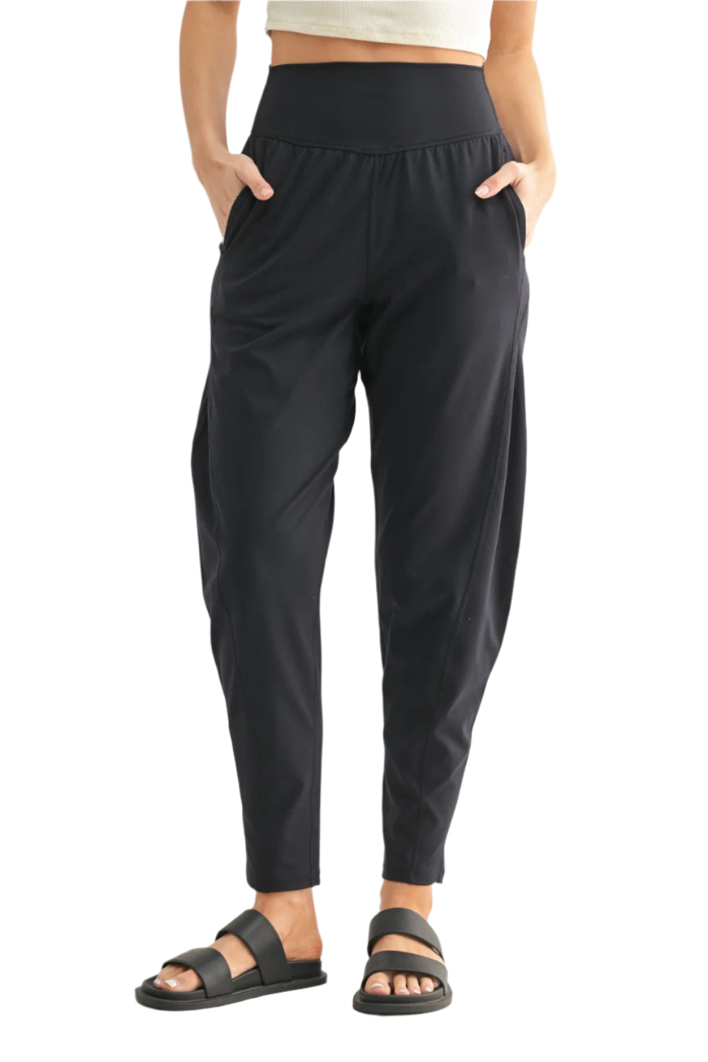 Mono B Venice Flow Barrel Active Pants - Black - Front View