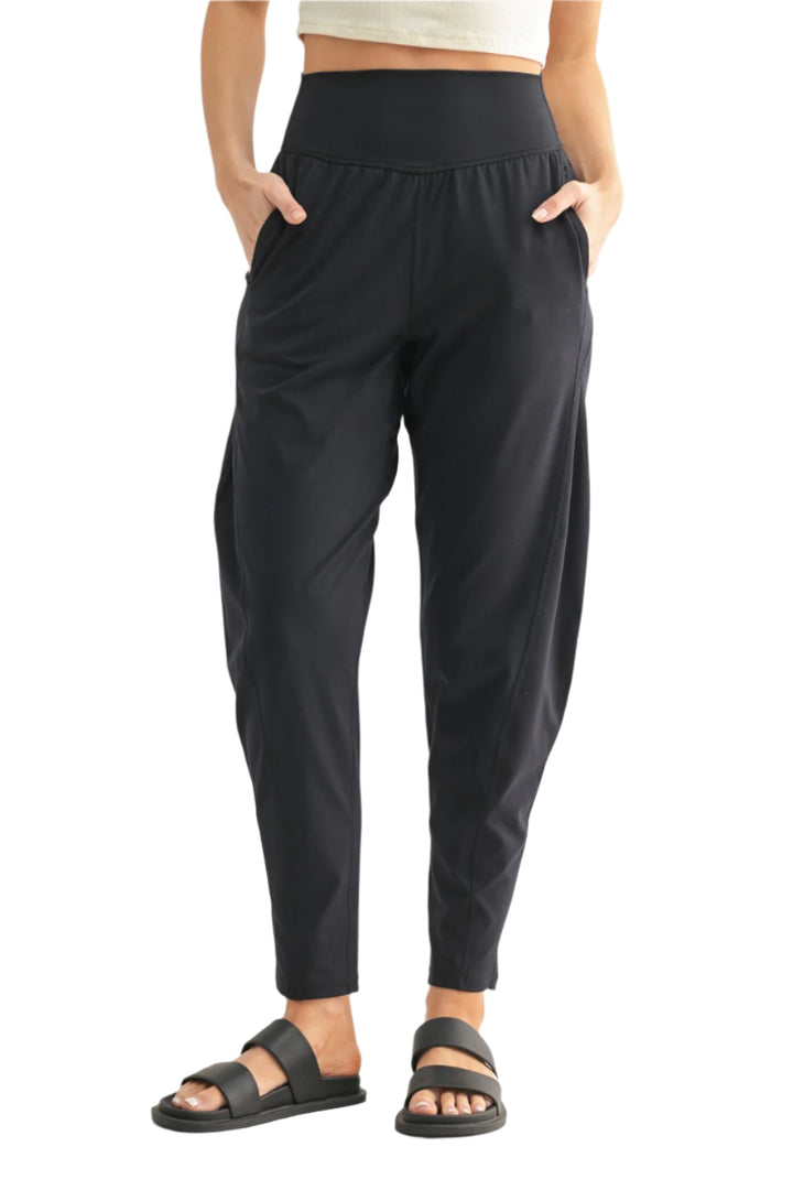 Mono B Venice Flow Barrel Active Pants - Black - Front View
