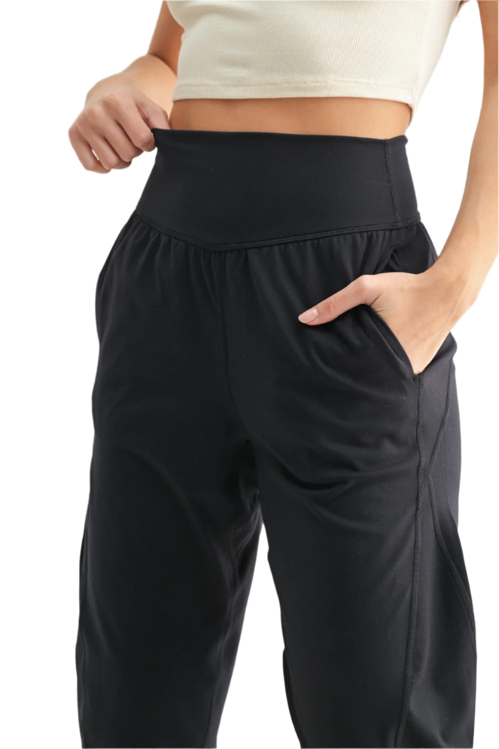 Mono B Venice Flow Barrel Active Pants - Black - Front Rear View