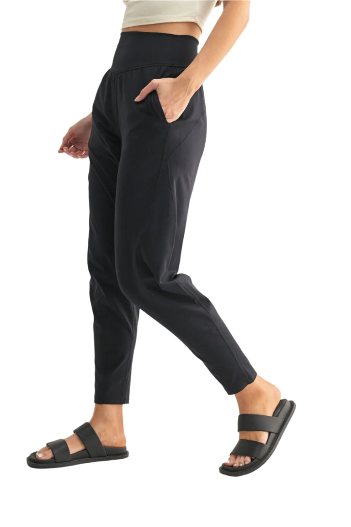 Mono B Venice Flow Barrel Active Pants - Black - Side View
