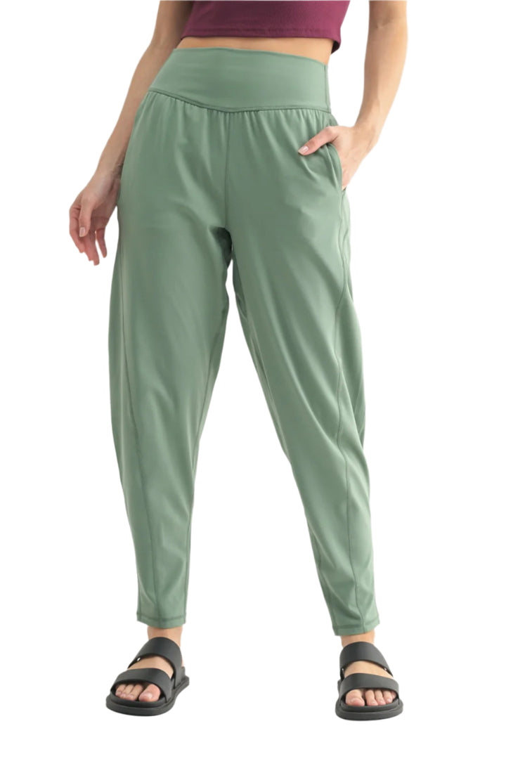Mono B Venice Flow Barrel Active Pants - Moss - Front View