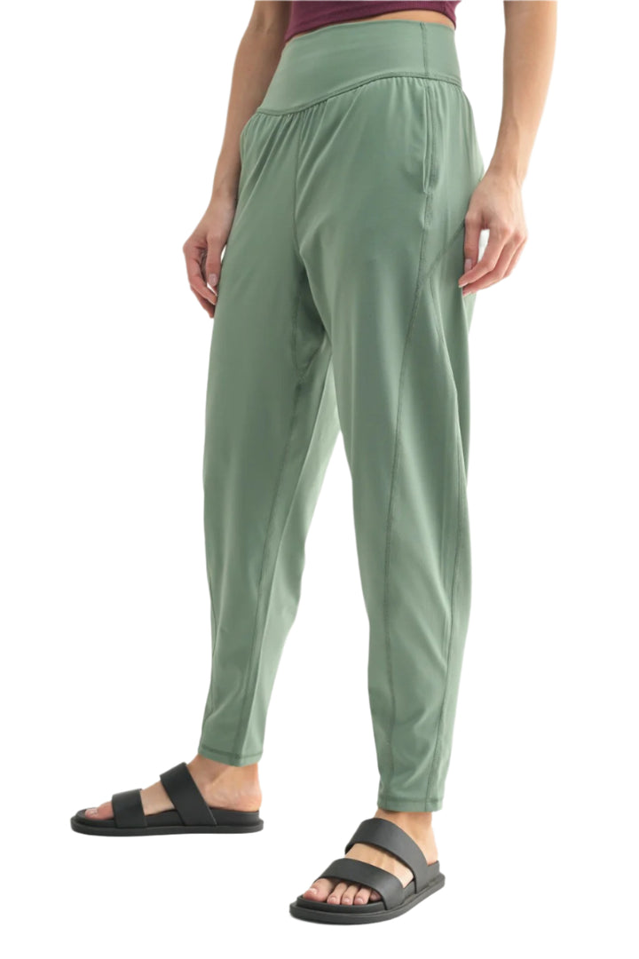 Mono B Venice Flow Barrel Active Pants - Moss - Side View