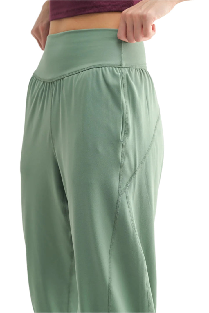 Mono B Venice Flow Barrel Active Pants - Moss - Rear View