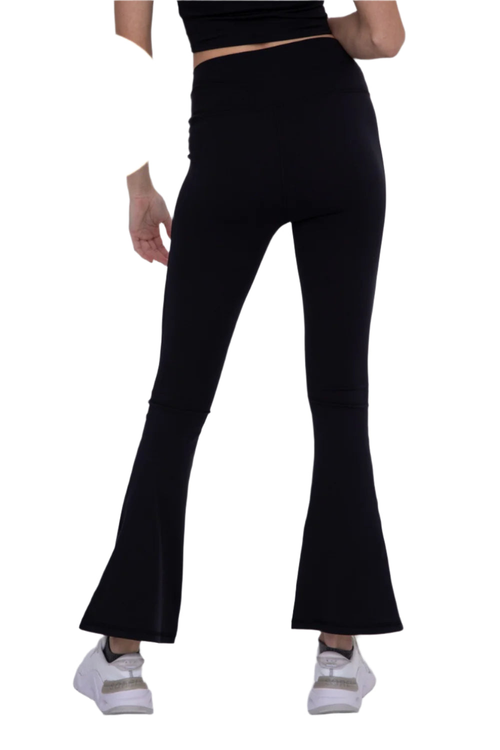 Mono B High Waist Flared Legging APH-B0863 - Black - Back View