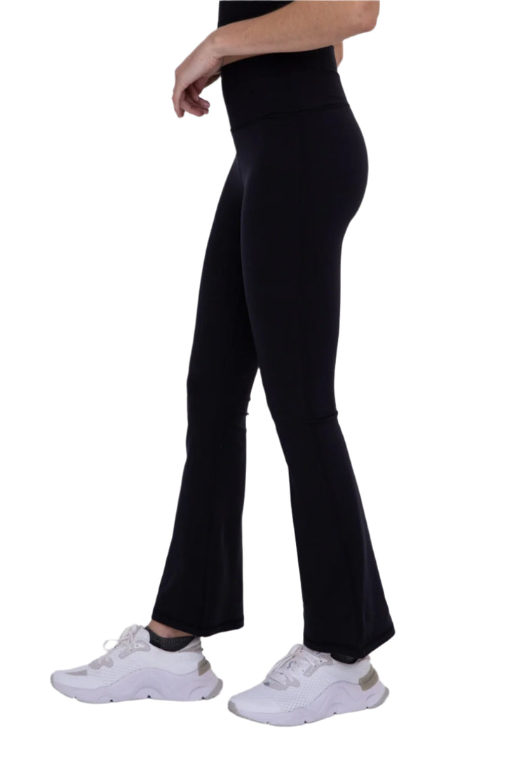 Mono B High Waist Flared Legging APH-B0863 - Black - Side View