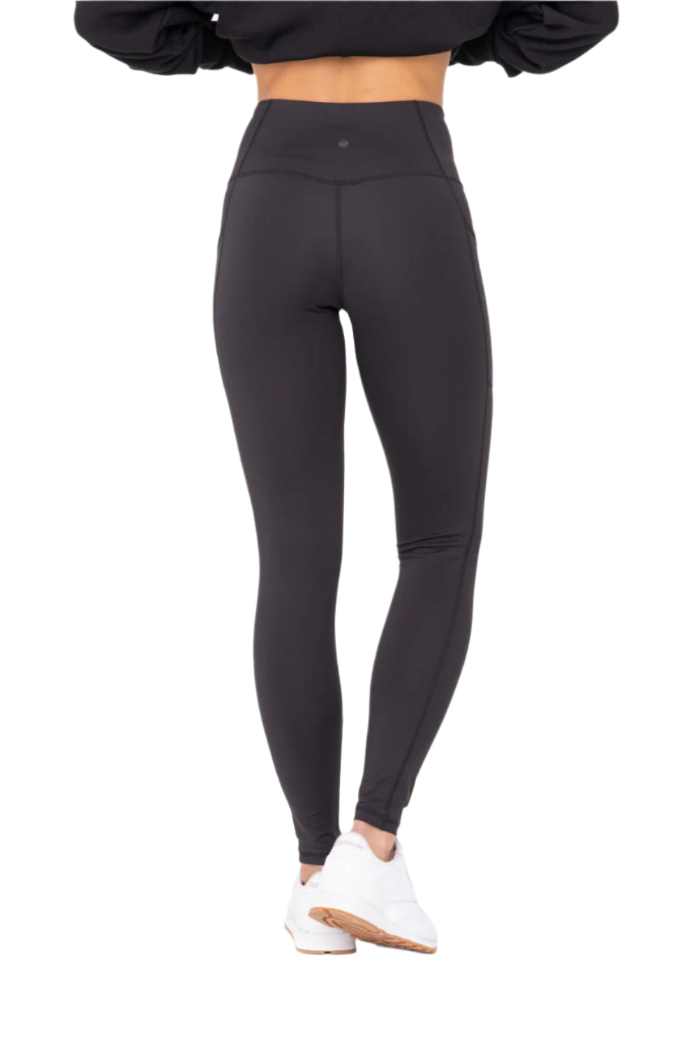 Mono B Sweetheart No Front Seam High Waist Pocket Leggings - Black - Back View