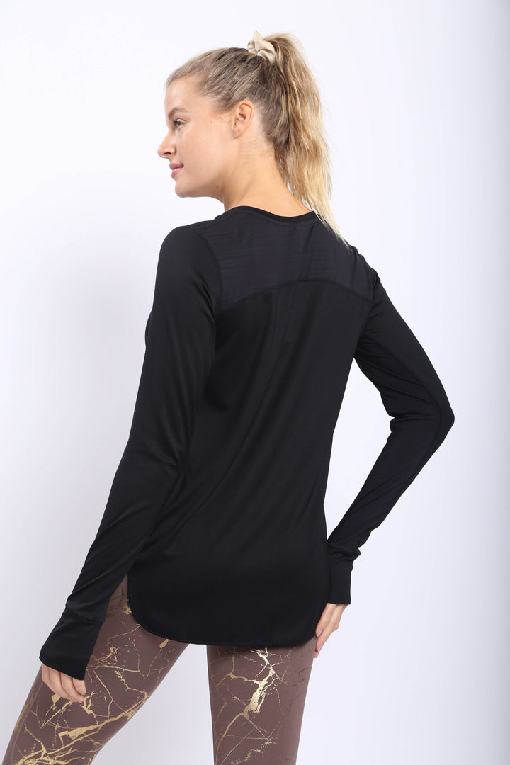 Mono B Meshy Back Long Sleeve Top AT-A0761 and Plus
