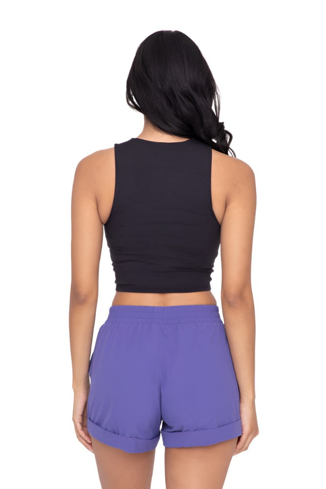 Mono B Venice Cut Cropped Bra Top AT6381 - Black - Back View