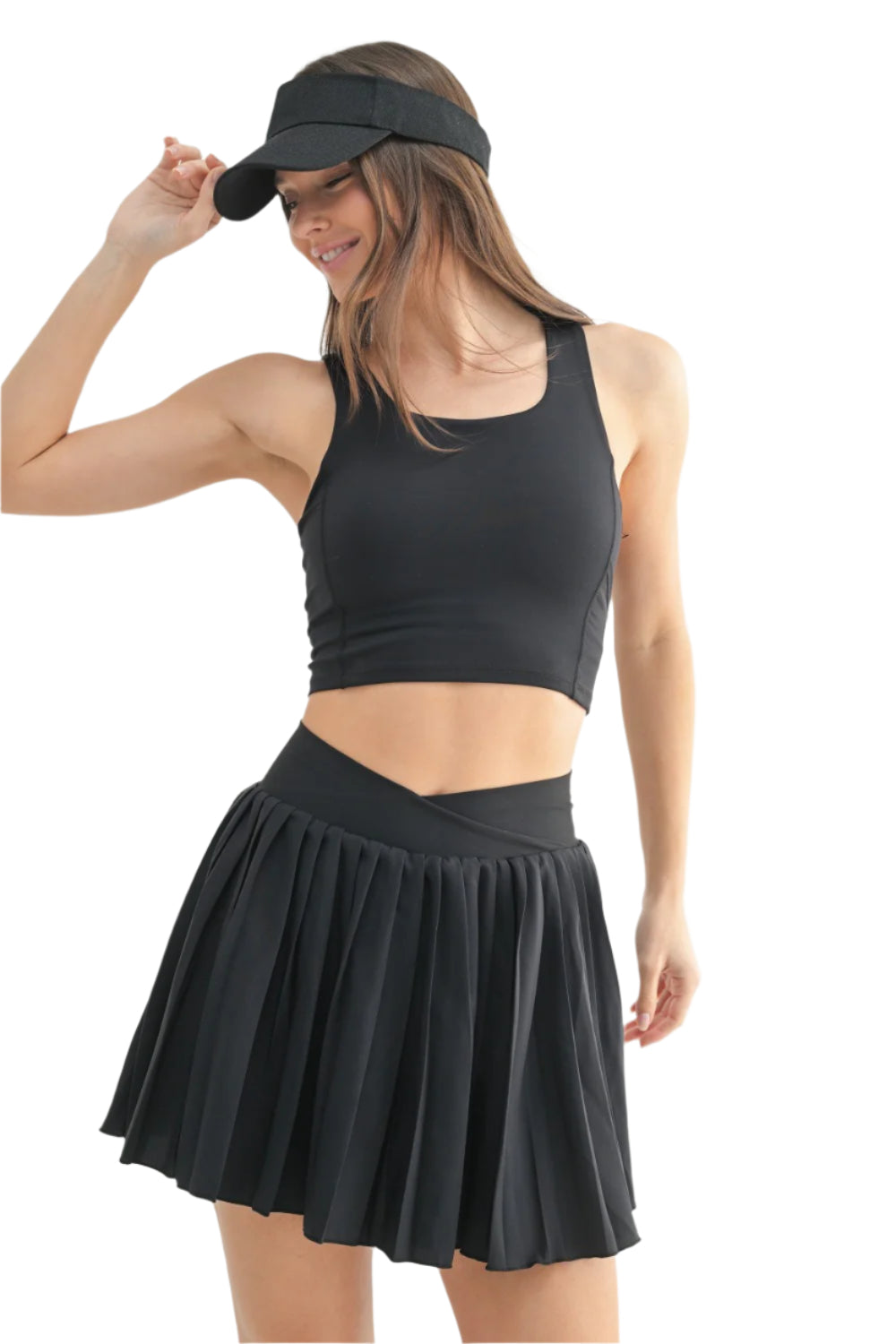 Mono B Flex Fit Square Neck Sports Bralette - Black - Front View