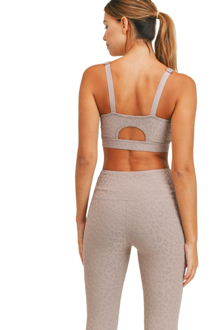 Mono B Leopard Jacquard TACTEL® Sports Bra AT8031 and Plus - Iris - Back View