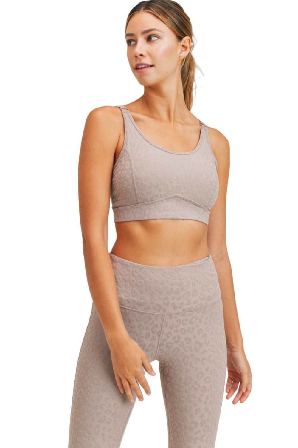 Mono B Leopard Jacquard TACTEL® Sports Bra AT8031 and Plus - Iris - Front View