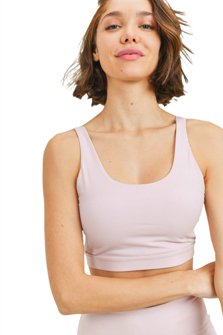 Mono B Twist Back Sports Bra Top AT8090 - Light Pink - Front View