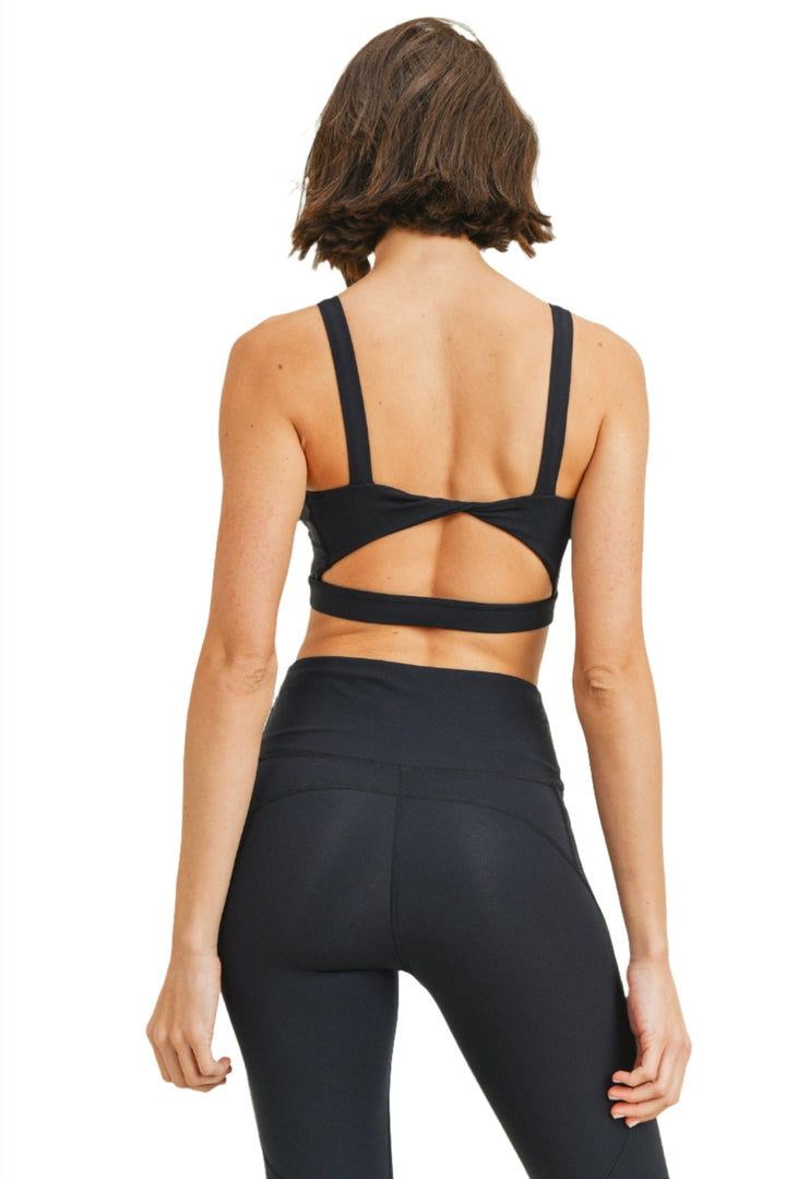 Mono B Twist Back Sports Bra Top AT8090 - Black - Back View