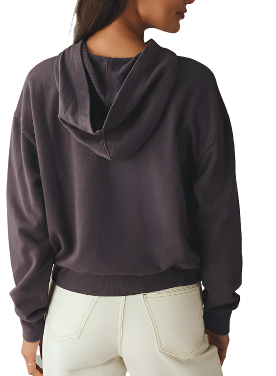 TLA Crop Hoodie Oversized - Charcoal Grey - Back View