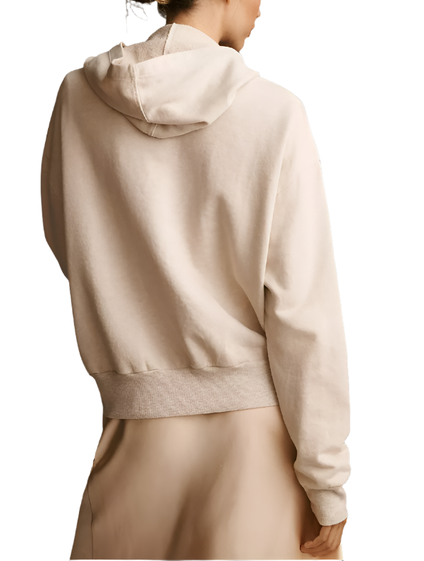 TLA Crop Hoodie Oversized - Oatmeal - Back View