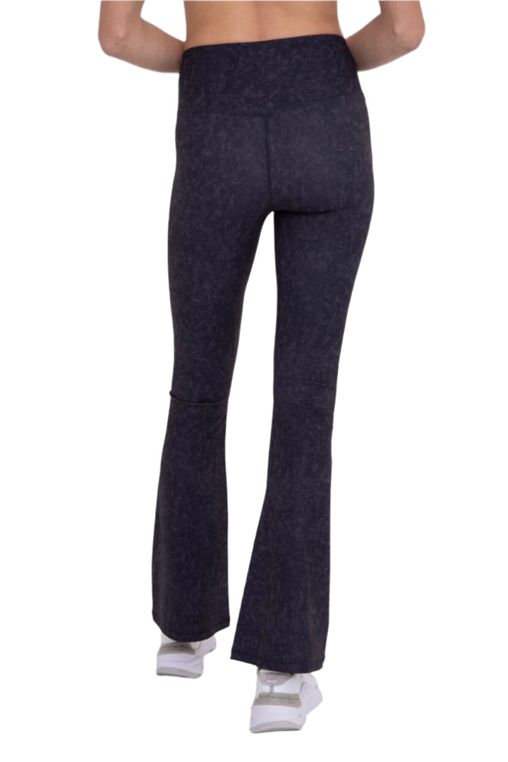 Mono B Muted Watercolor Flared Legging - Black - Back View