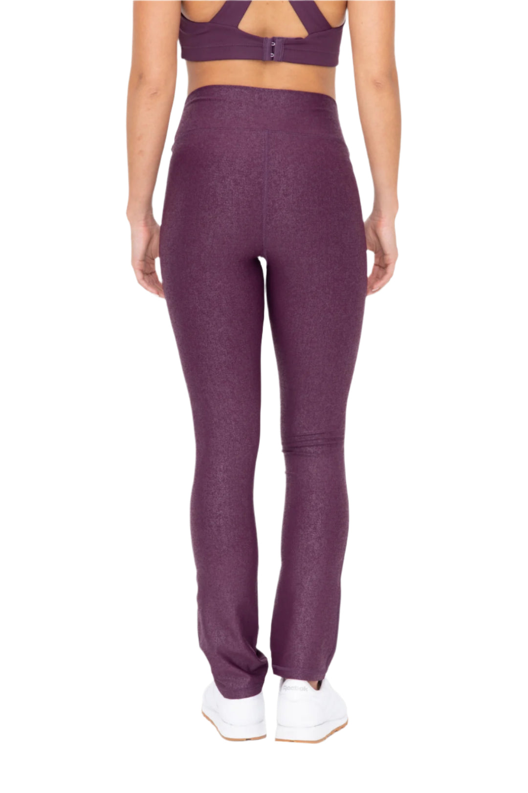 Mono B Faux Leather Foil Bootcut Legging - Burgundy - Back View