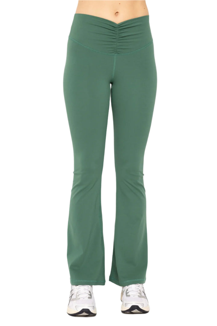 Mono B Venice Scrunch Front High Waist Flared Legging BP645