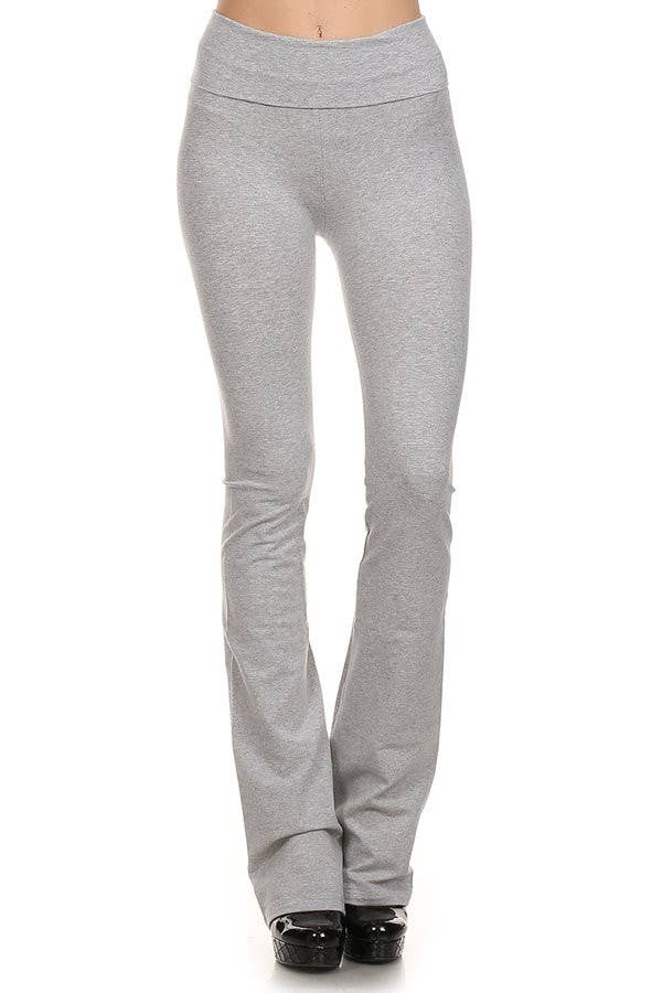 T-Party Fold Over Waist SOLID BOOTCUT Yoga Pants CJ7016