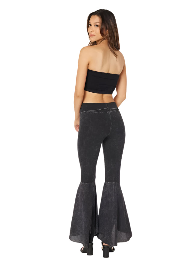 T-Party Mineral Wash Tulip Flair Bottom Pant - Black - Back Full View